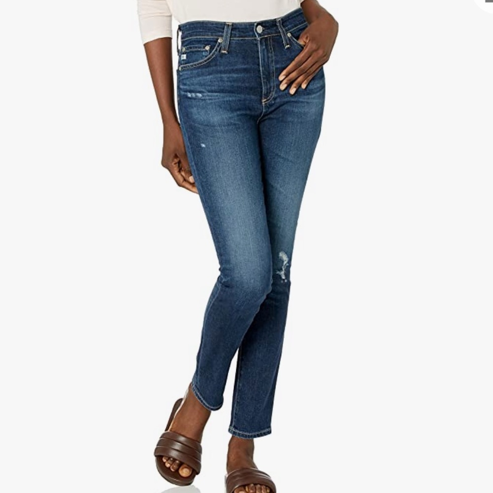 AG Adriano Goldschmied Women's‎ Sophia Ankle Distressed Dark Wash Size 27